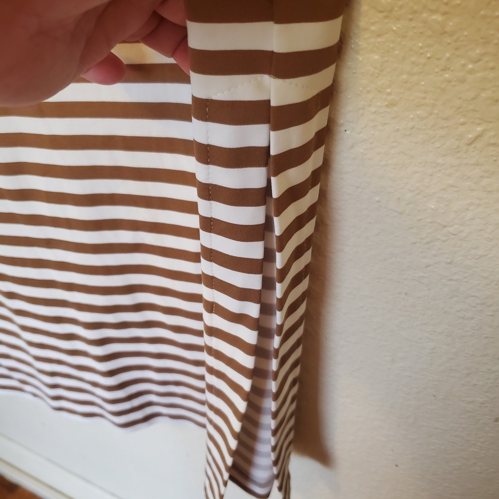 J.McLaughlin Brown White Striped Catalina Cloth Polo Midi Dress Womens XL - Picture 6 of 13